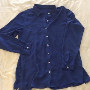 Flowy royal blue button down